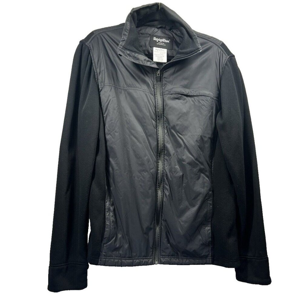 Refrigiwear Mens Jacket XL Fleece Soft Shell‎ Lightweight Pockets Black Full Zip